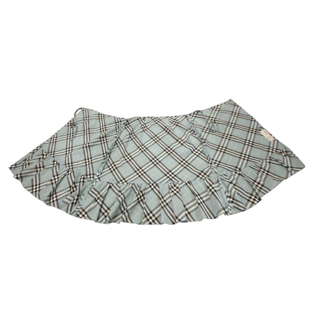 BURBERRY BLUE LABEL チェック柄ラップスカート ブルー フリル