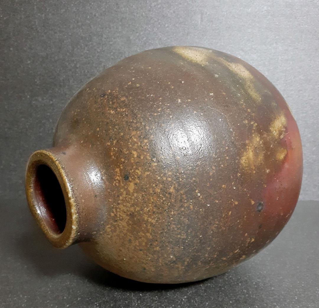 日本工芸会正会員　備前焼　【佐藤圭秀】作　備前　壺　花入れ　共箱　共布