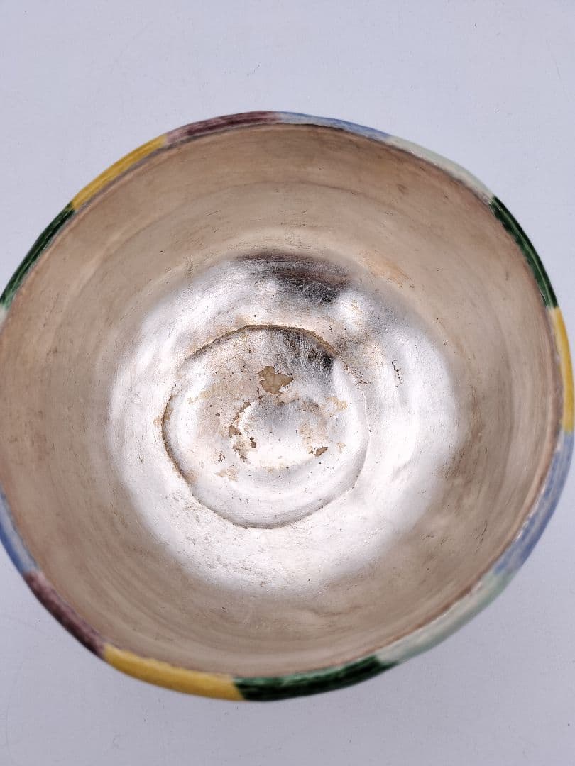 b560 茶碗 五彩 内銀 吉向焼 吉向松月 木箱 茶道具