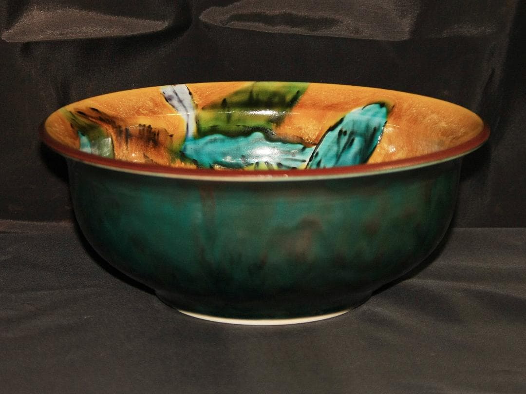 芸術院会員　文化勲章受賞　 二代浅蔵五十吉 　釉彩瑞菓譜菓子鉢　M79