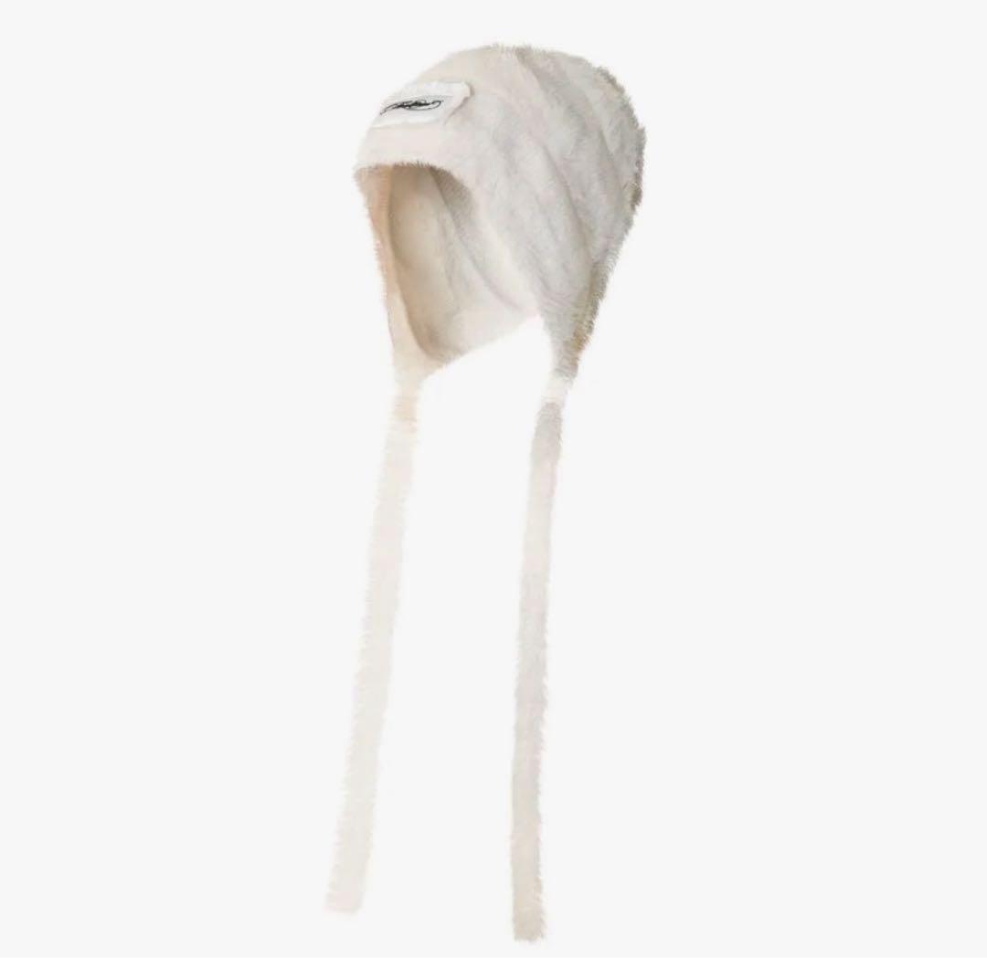 帽子 theredthread S fuzzy knit beanie / white