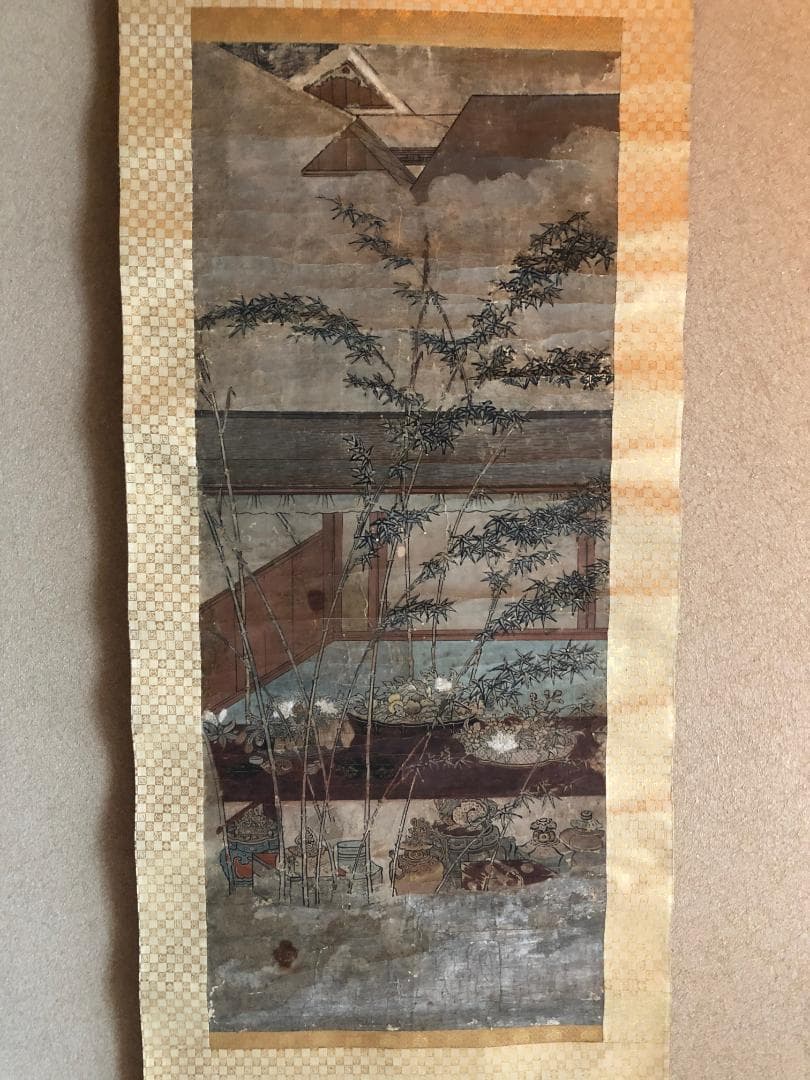 仙堺圖　古法眼筆　弐幅對　古法眼　掛軸　骨董品　アンティーク