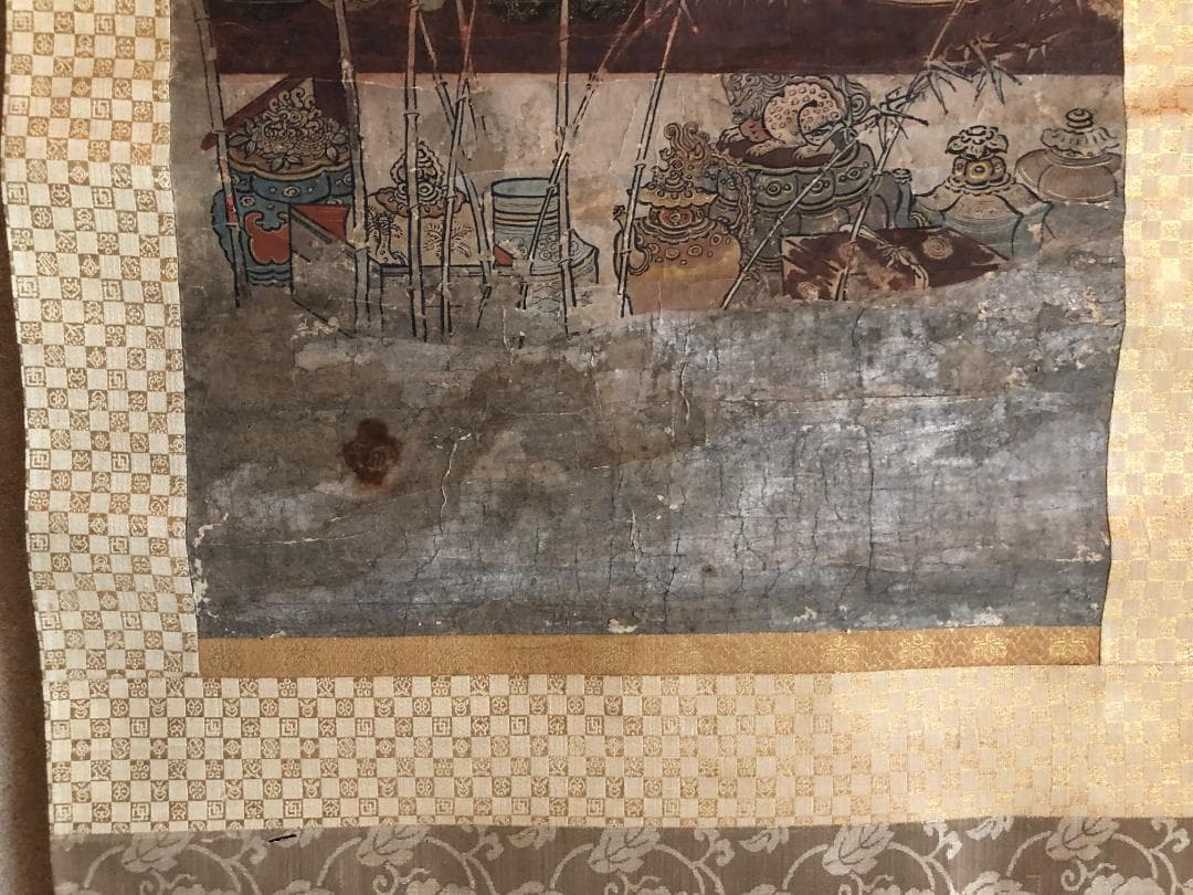 仙堺圖　古法眼筆　弐幅對　古法眼　掛軸　骨董品　アンティーク