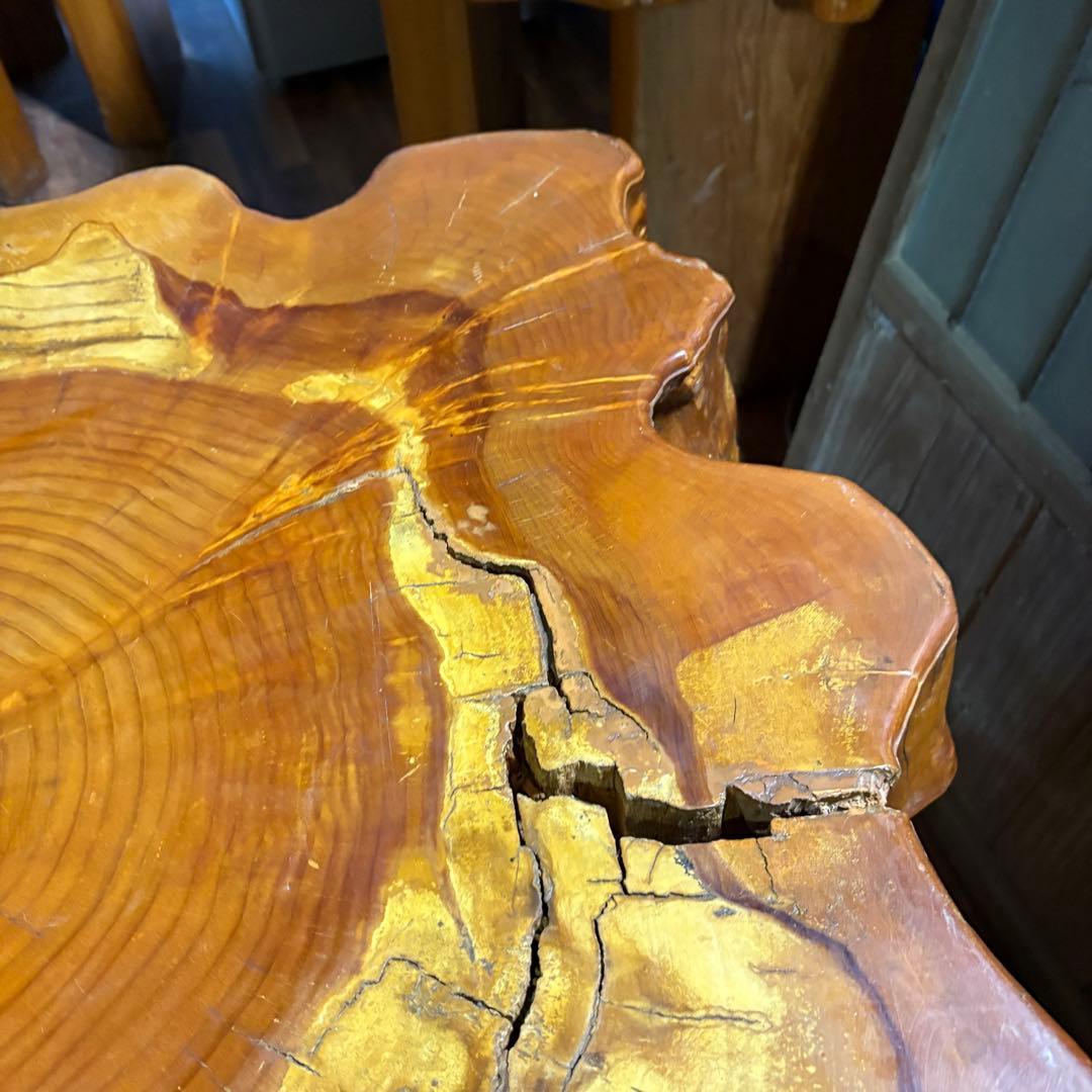 ①送料設置込み　丸太　切り株　ダイニングテーブル　　おそらく欅