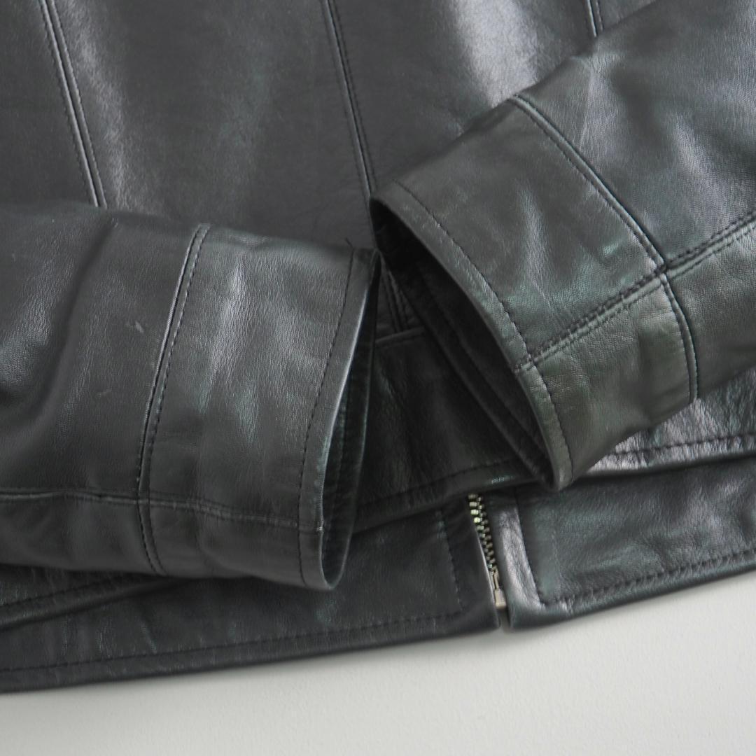 ラルフローレン　レザージャケット　シングルライダース　本革　緑青色　美品