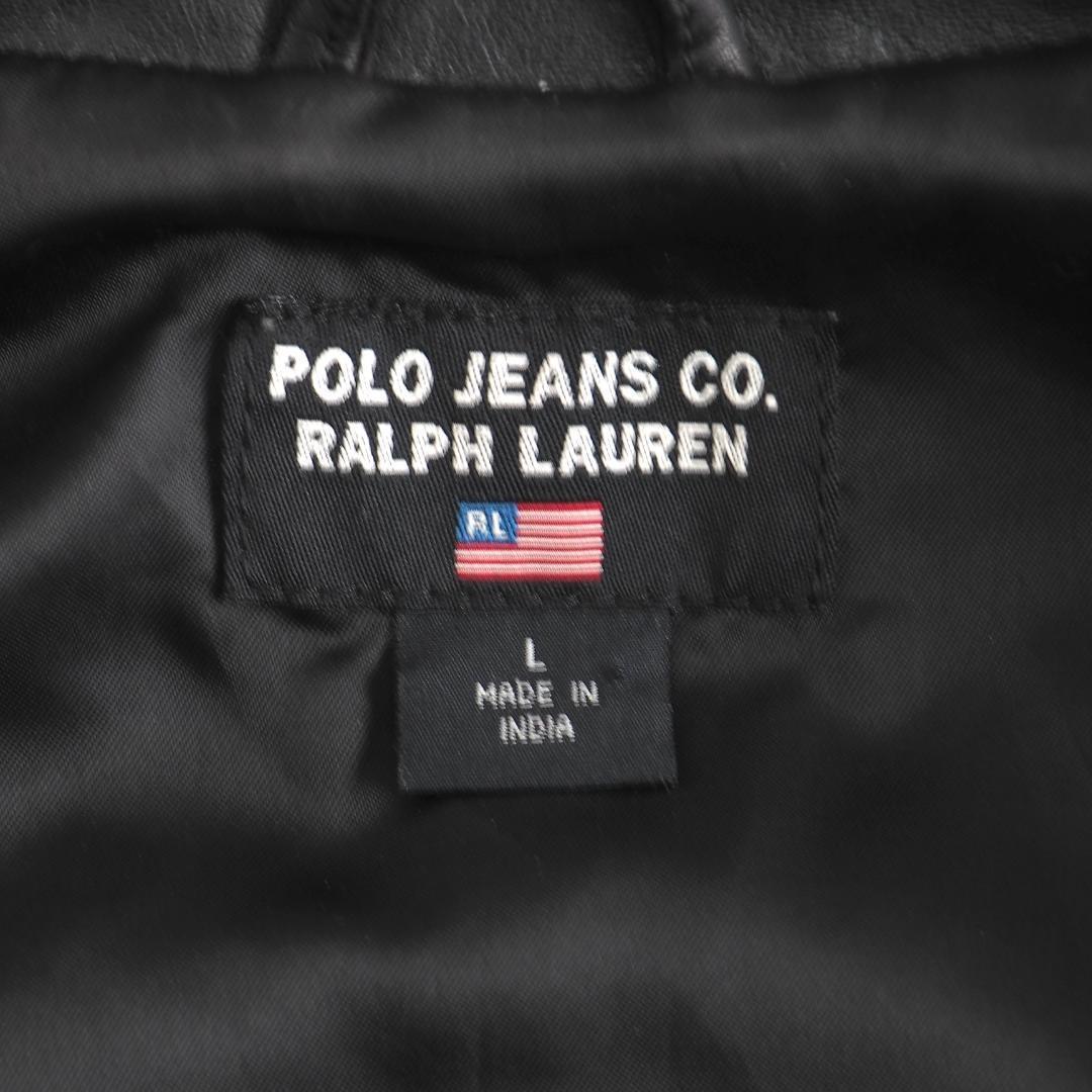 ラルフローレン　レザージャケット　シングルライダース　本革　緑青色　美品