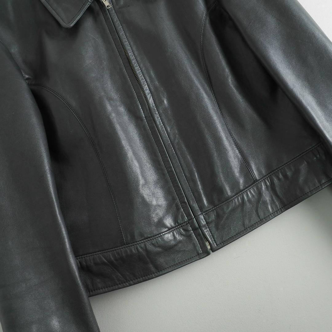 ラルフローレン　レザージャケット　シングルライダース　本革　緑青色　美品