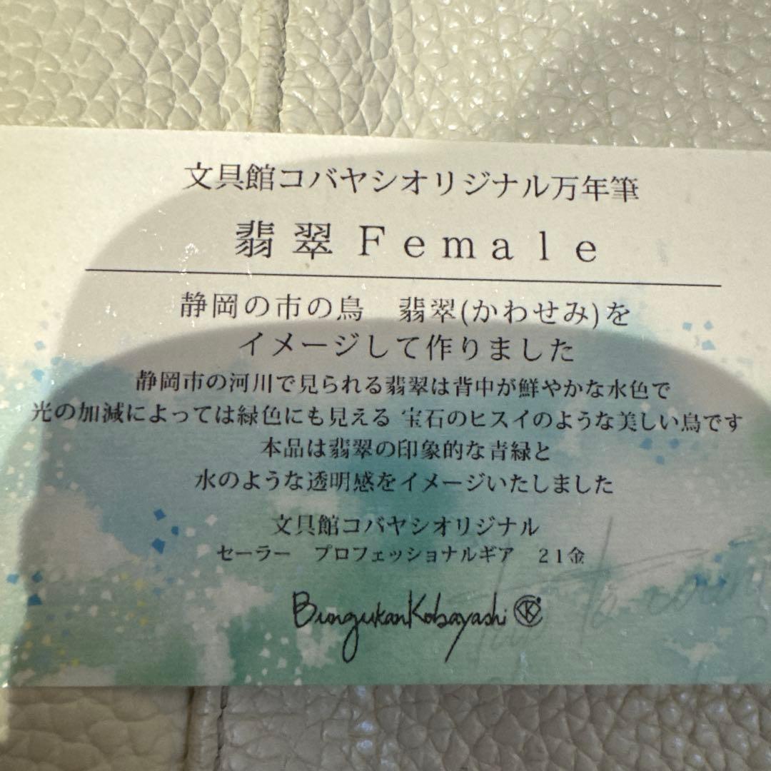 文具館コバヤシ　限定　オリジナル万年筆　翡翠Female 字幅B