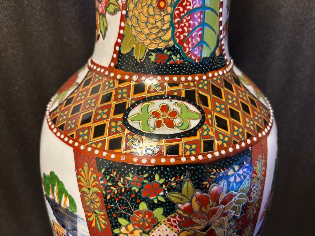 ☘️あぽらす☘️ 薩摩焼 飾り大壺 60cm 金彩色絵 豪華爛漫 美人図画