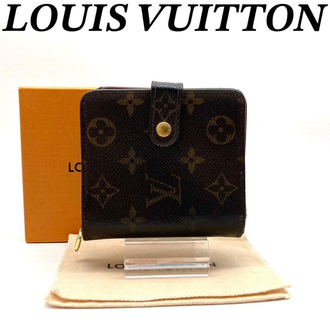 ルイヴィトン 二つ折り財布 コンパクトジップ モノグラム ブラウン 71222