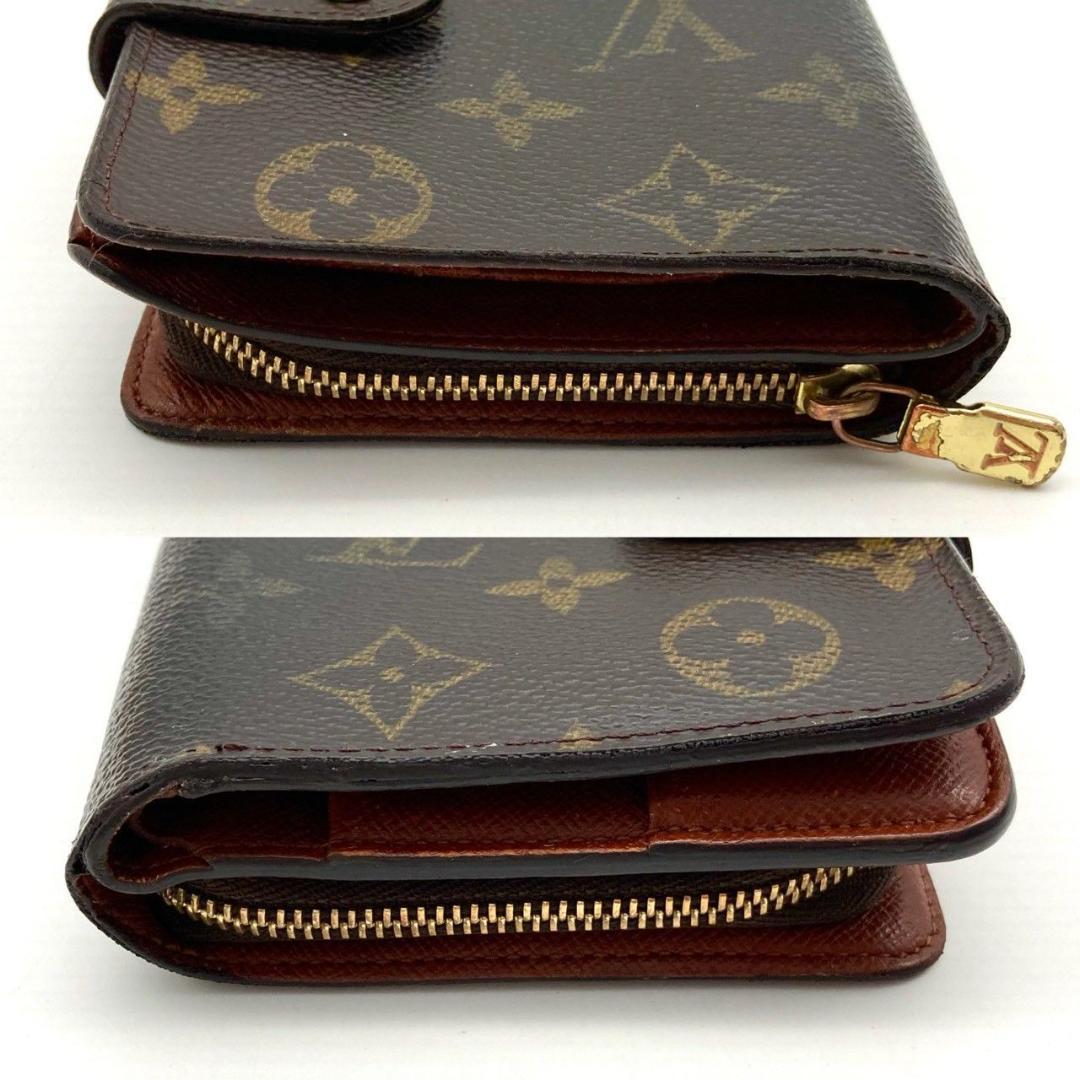 ルイヴィトン 二つ折り財布 コンパクトジップ モノグラム ブラウン 71222