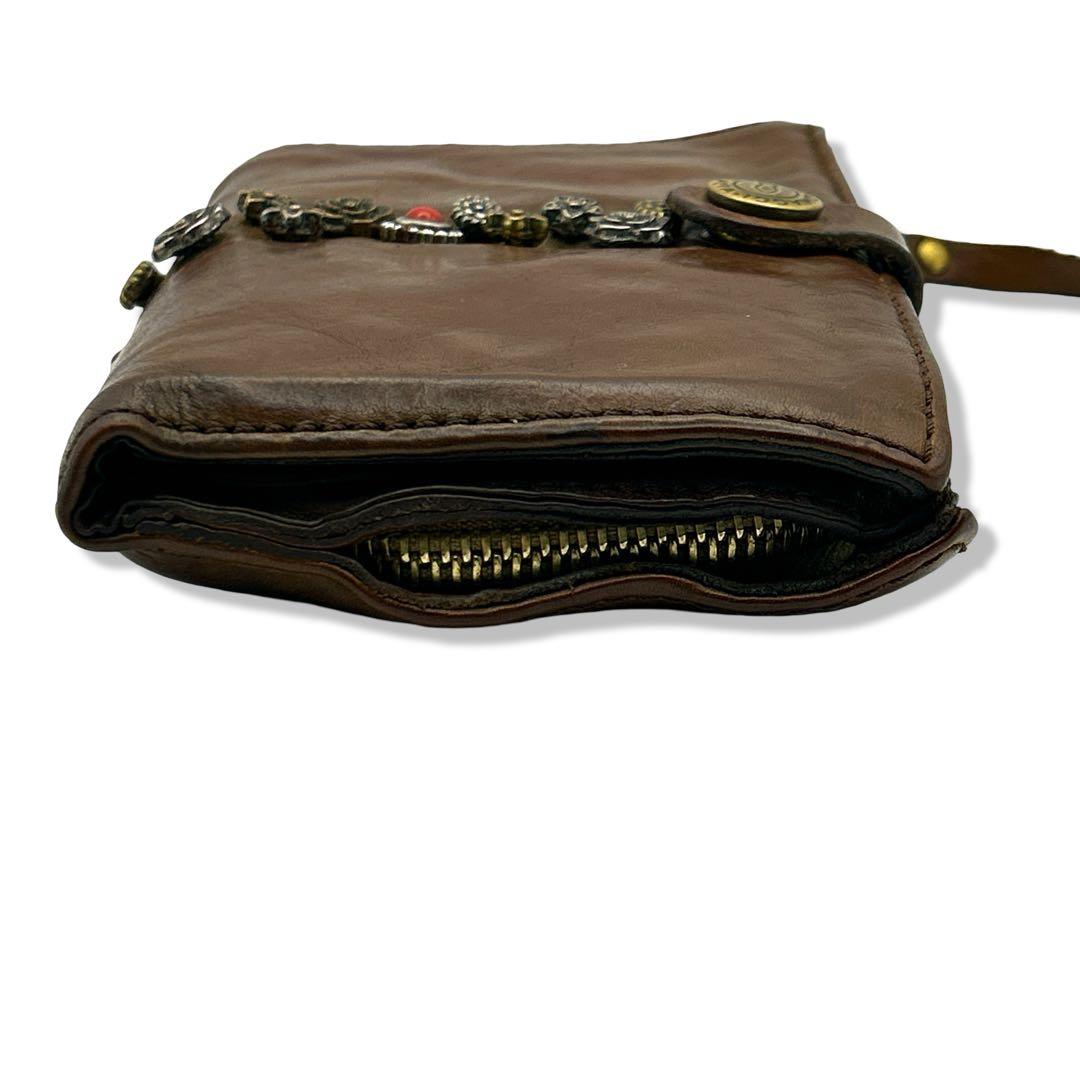 CAMPO MAGGI カンポマッジ 折り財布 スタッズ レザー ダメージ加工