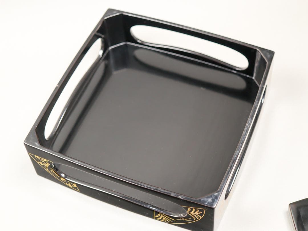 輪島塗 沈金四段重 重台 共箱