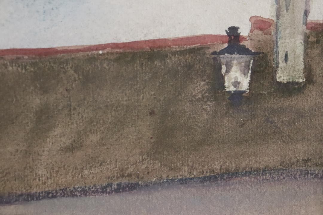 真作保証 三宅克己 風景画 水彩5号 タトウ箱 油彩技法を用いて水彩表現の開拓者