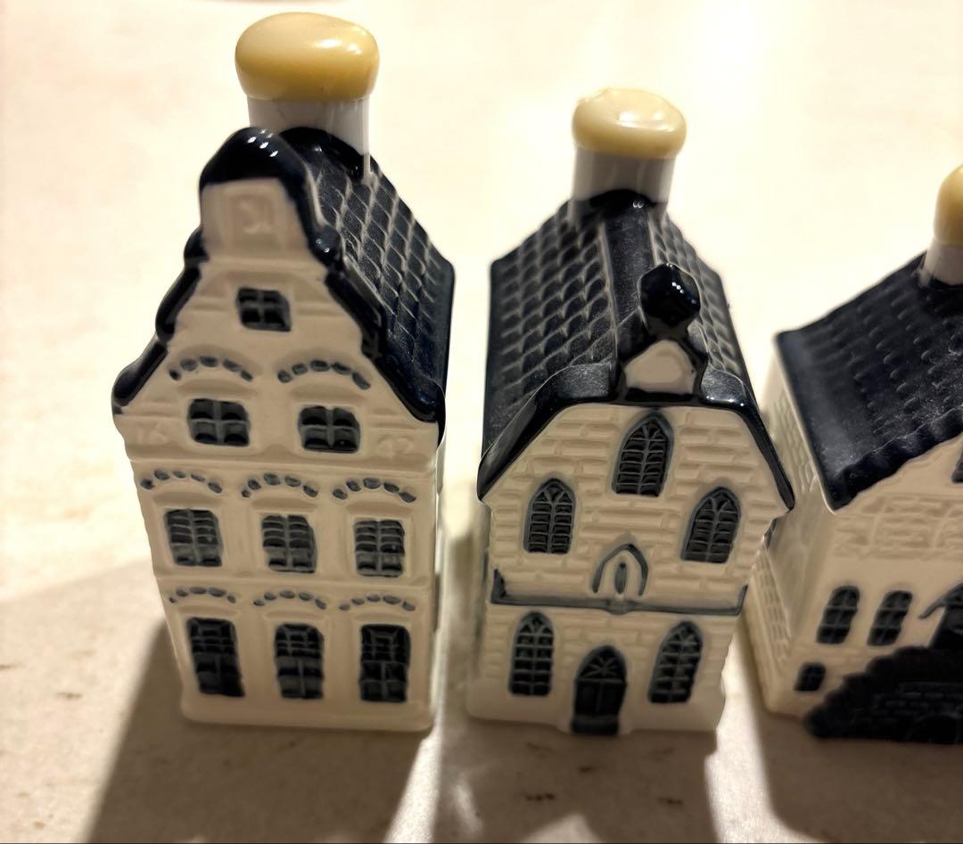 KLMオランダ航空　デルフトブルーミニチュアハウス　　4個セット