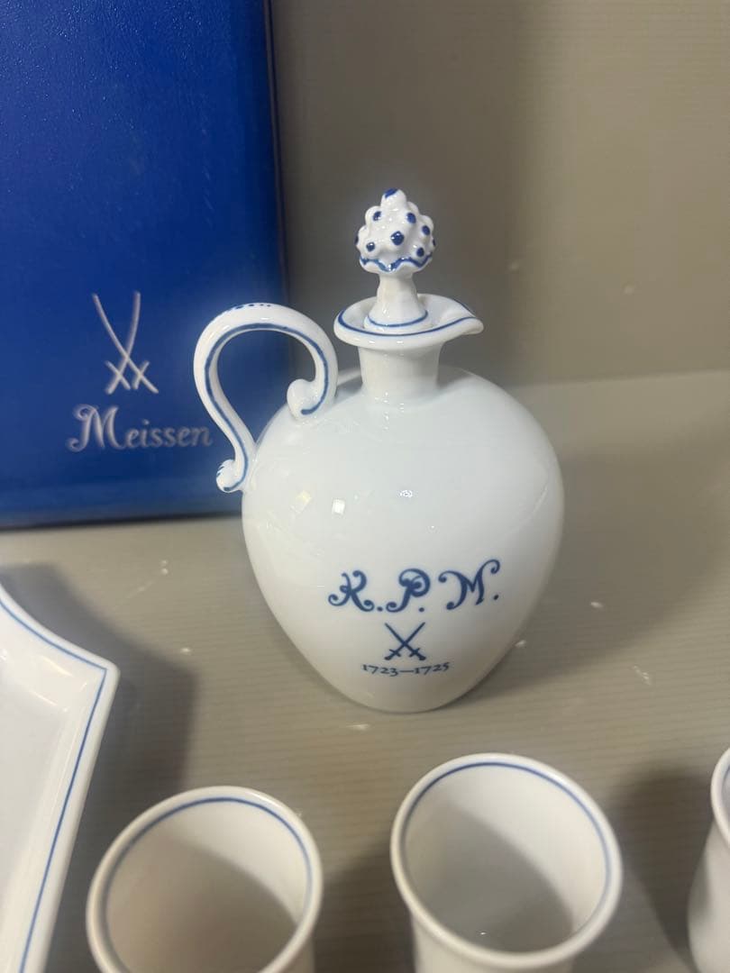 2331マイセン 歴代双剣マーク 酒器 カップ トレイ ボトル 皿 8点 セット