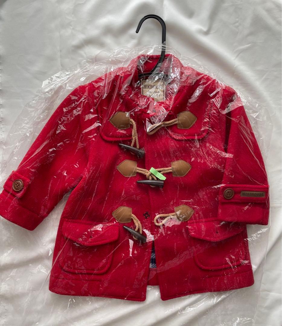 ミキハウス　アウター　フリースダッフルコート　80cm 赤色