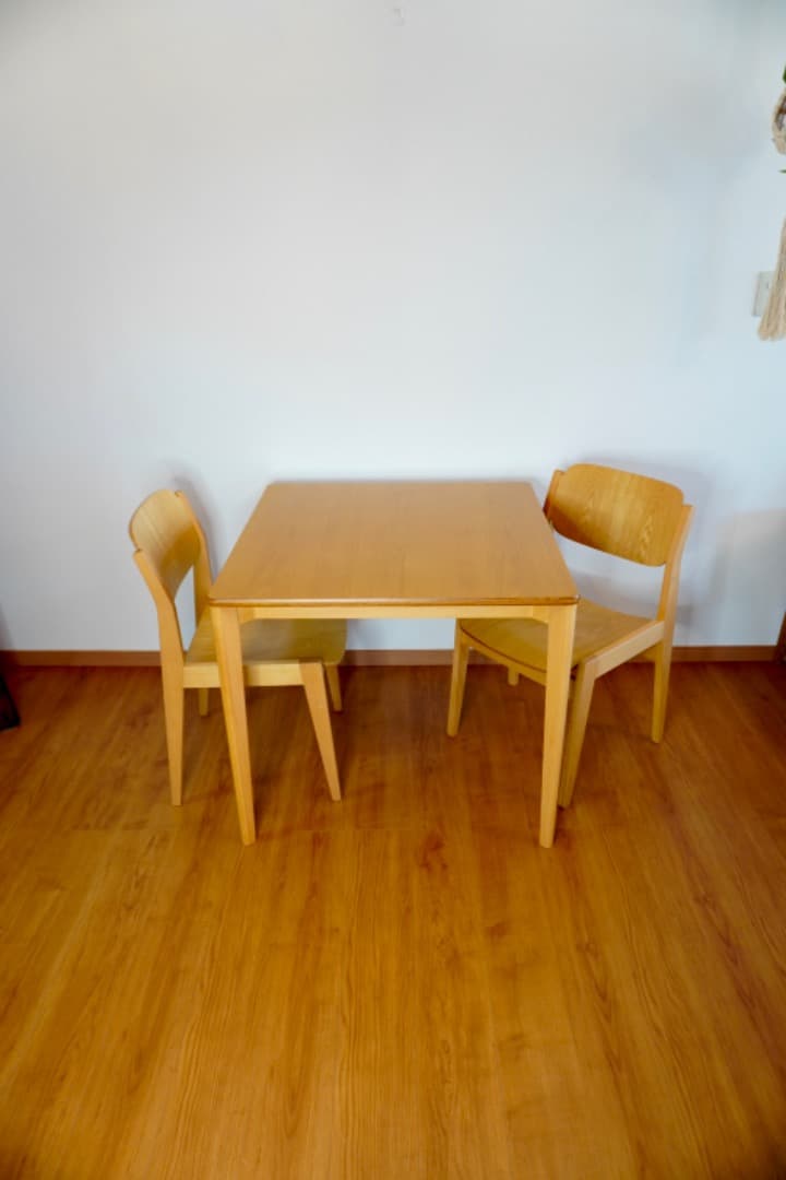 天童木工 水之江忠臣 3点セット ダイニングテーブル + チェア 2脚