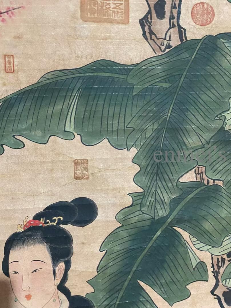 中国古美術 近代 張大千款 水珮風裳画 水墨画 掛軸 宣紙 唐物 書画 名家作