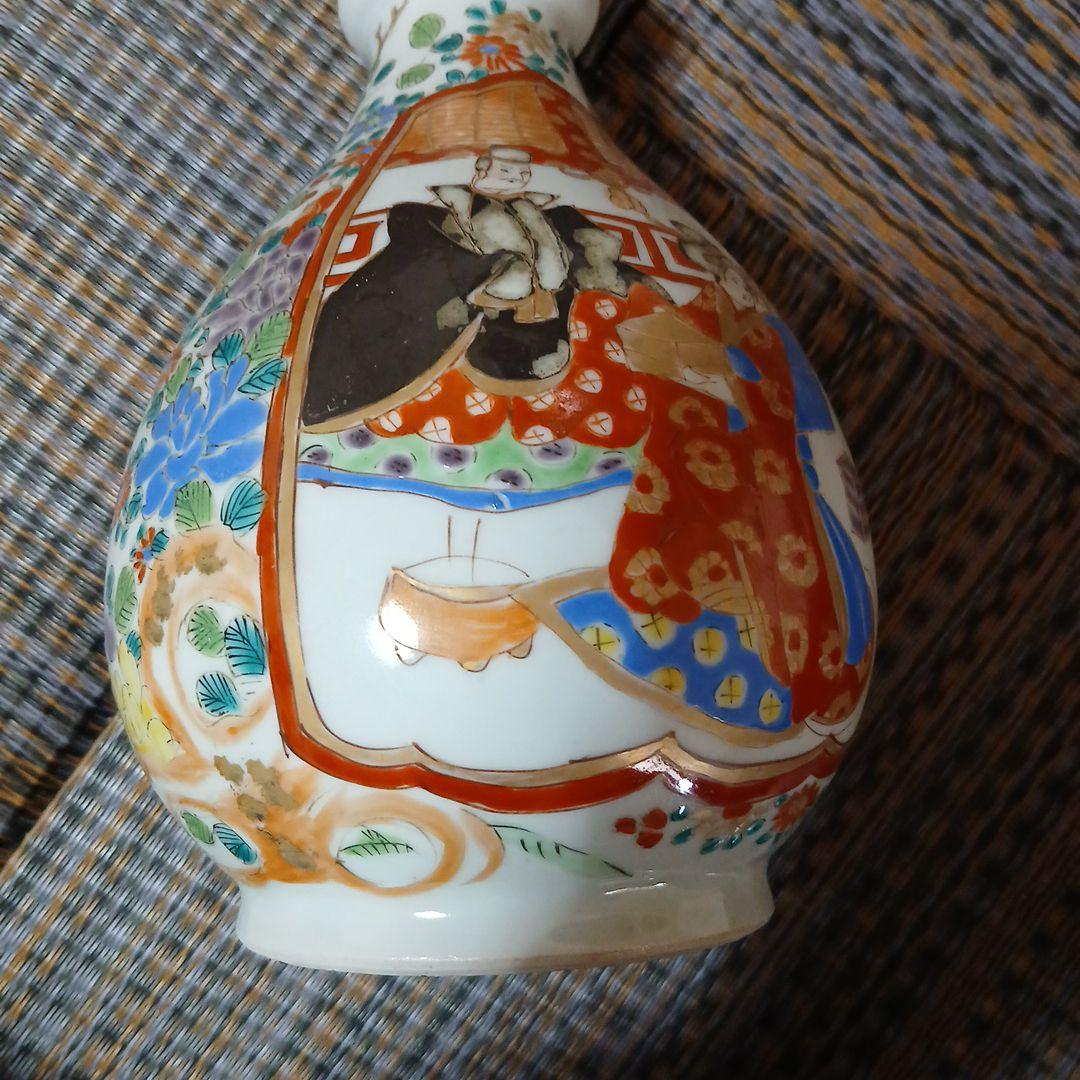 肥碟山信甫造の壺/幕末明治里帰り伊万里有田焼田代商会/公家菊牡丹錦絵/骨董一輪挿