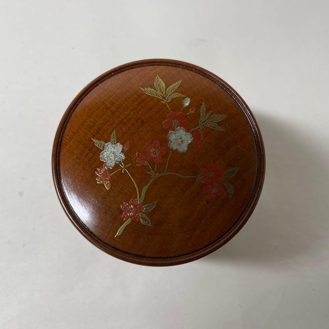 FD03 宋勝　籠目茶器　茶入れ　桜蒔絵　貝入