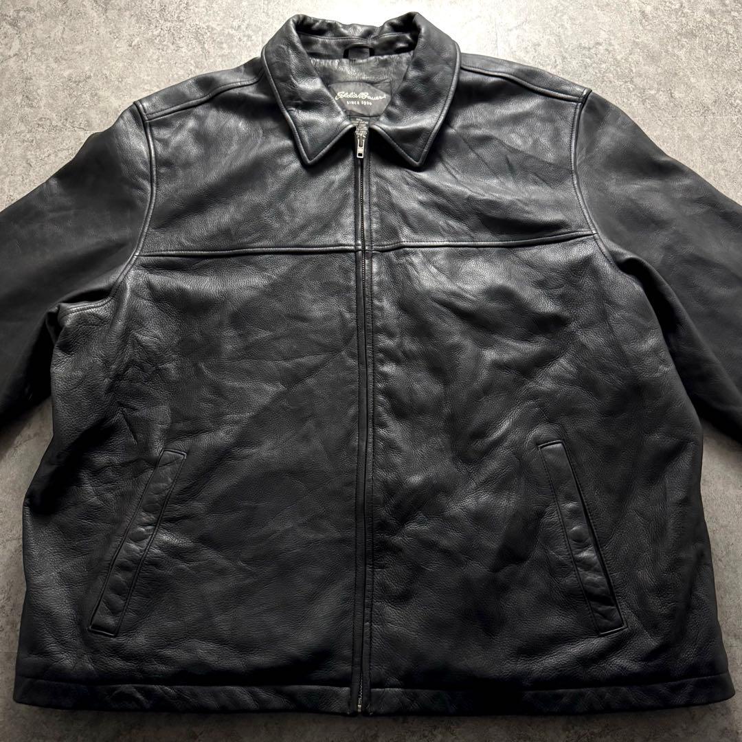 【希少サイズ】エディーバウアー 3XL レザージャケット　シングル　カウレザー