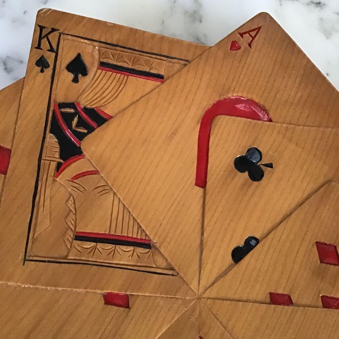 50s アメリカ ビンテージ 木製プレート トランプ柄 ハンドメイド