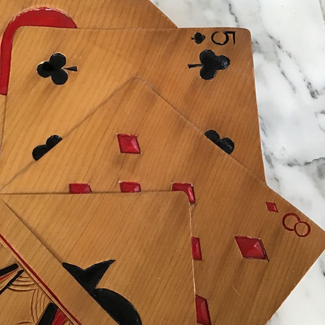 50s アメリカ ビンテージ 木製プレート トランプ柄 ハンドメイド