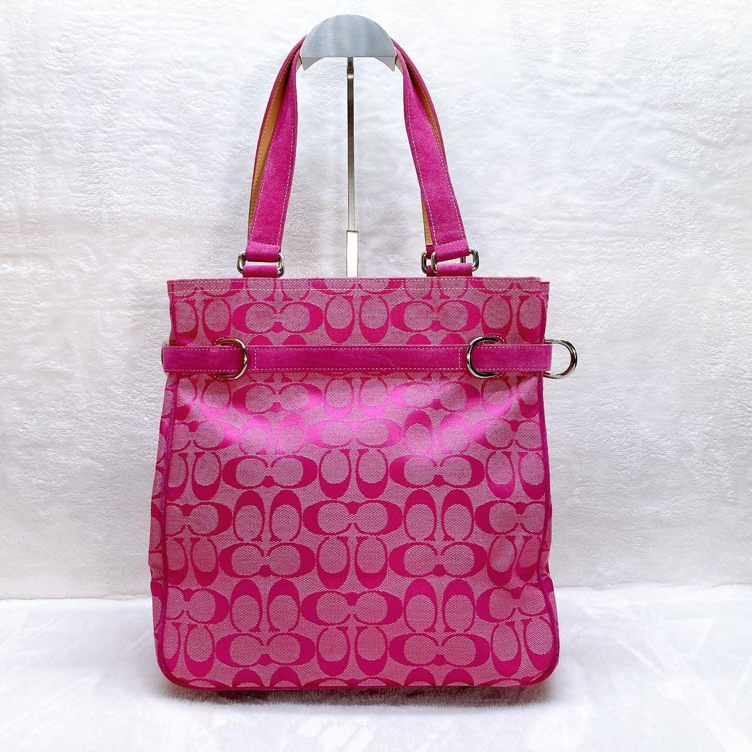 バッグ Coach Tote Bag Signature Horse Bit Pink