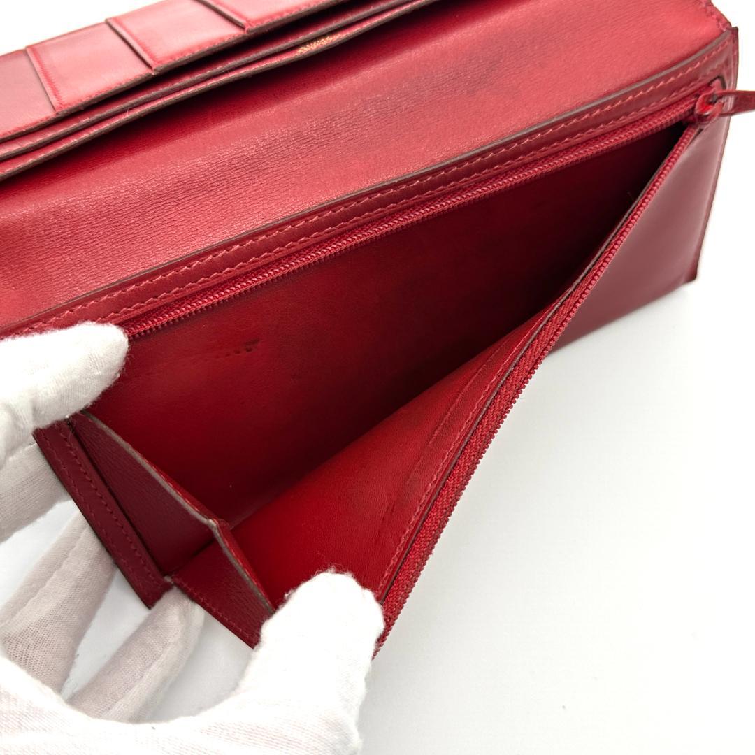 【美品】HERMES エルメス　べアンクラシック　レッド　長財布　⚪︎W刻印