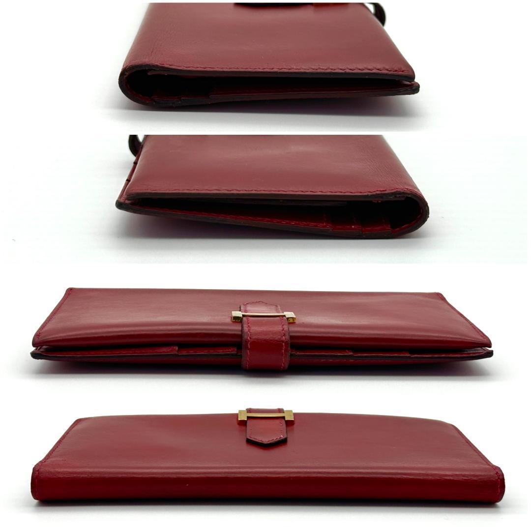 【美品】HERMES エルメス　べアンクラシック　レッド　長財布　⚪︎W刻印
