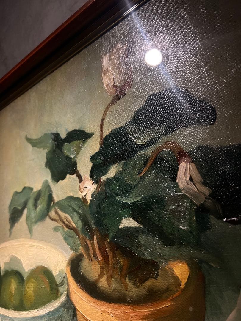 肉筆油彩画　【静物画】　直筆サインあり　作者不詳