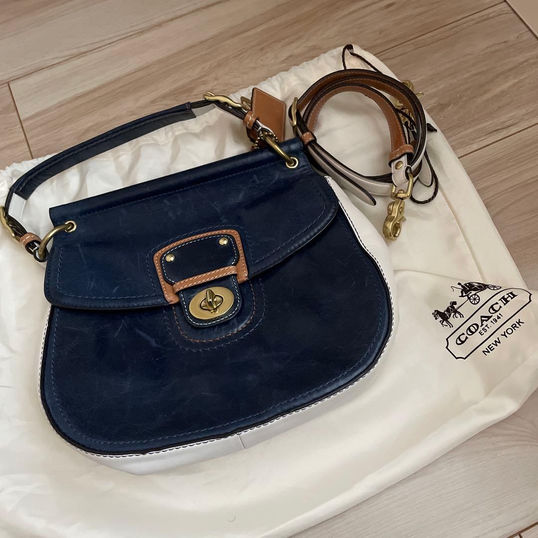 まいママ　COACH ネイビー ショルダーバッグ