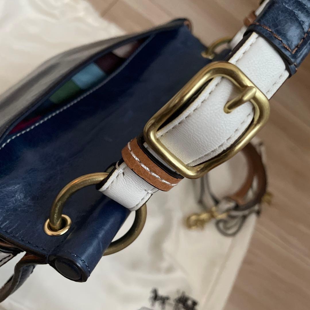 まいママ　COACH ネイビー ショルダーバッグ