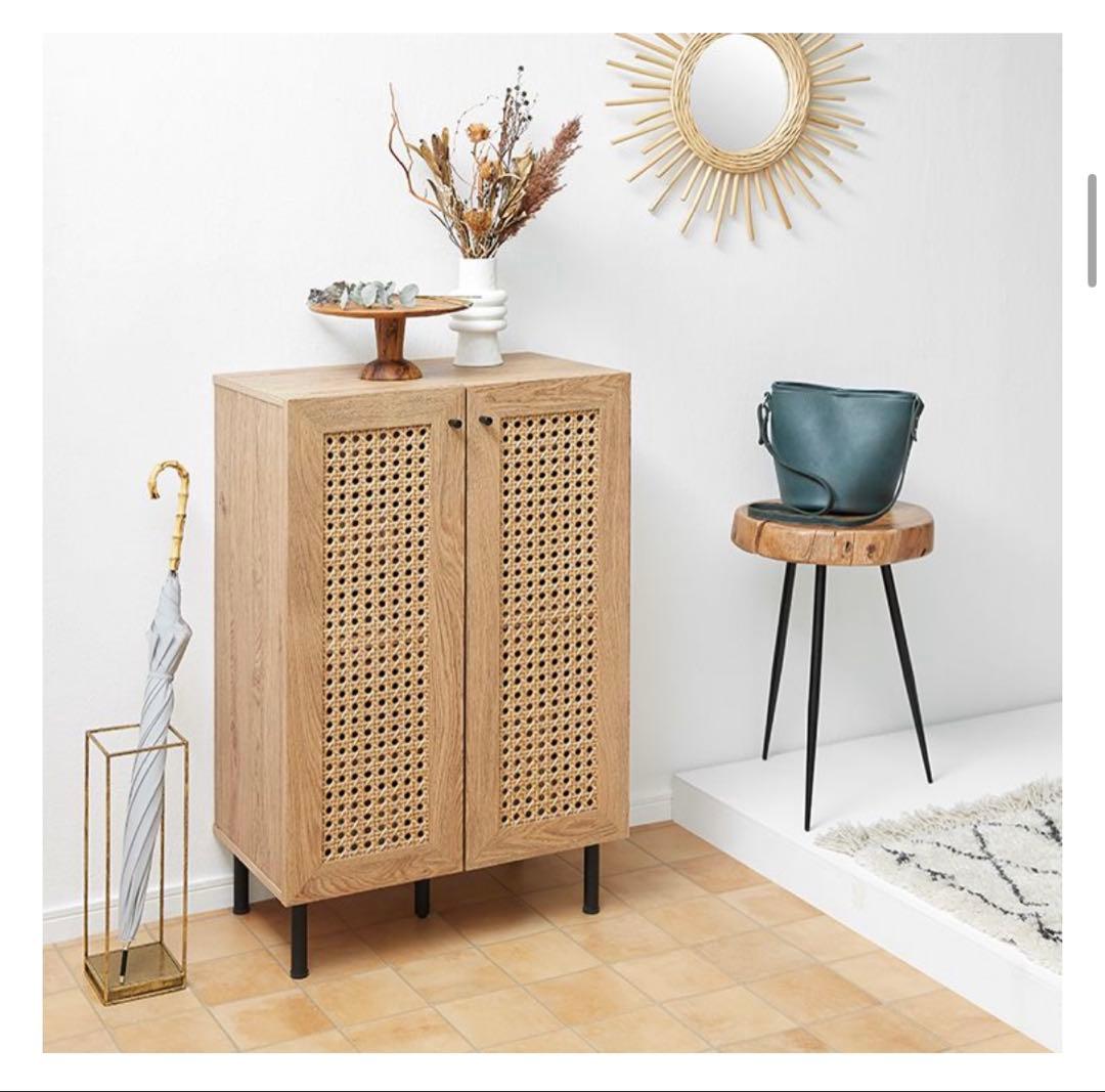 LOWYA製ラタン調シューズボックス〔幅60〕