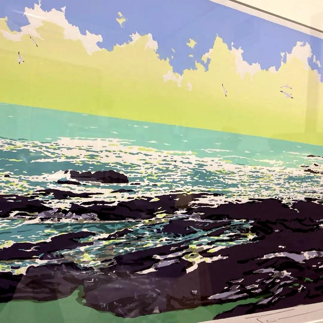 本間武雄作品　　潮風Ⅱ シルクスクリーン　版画