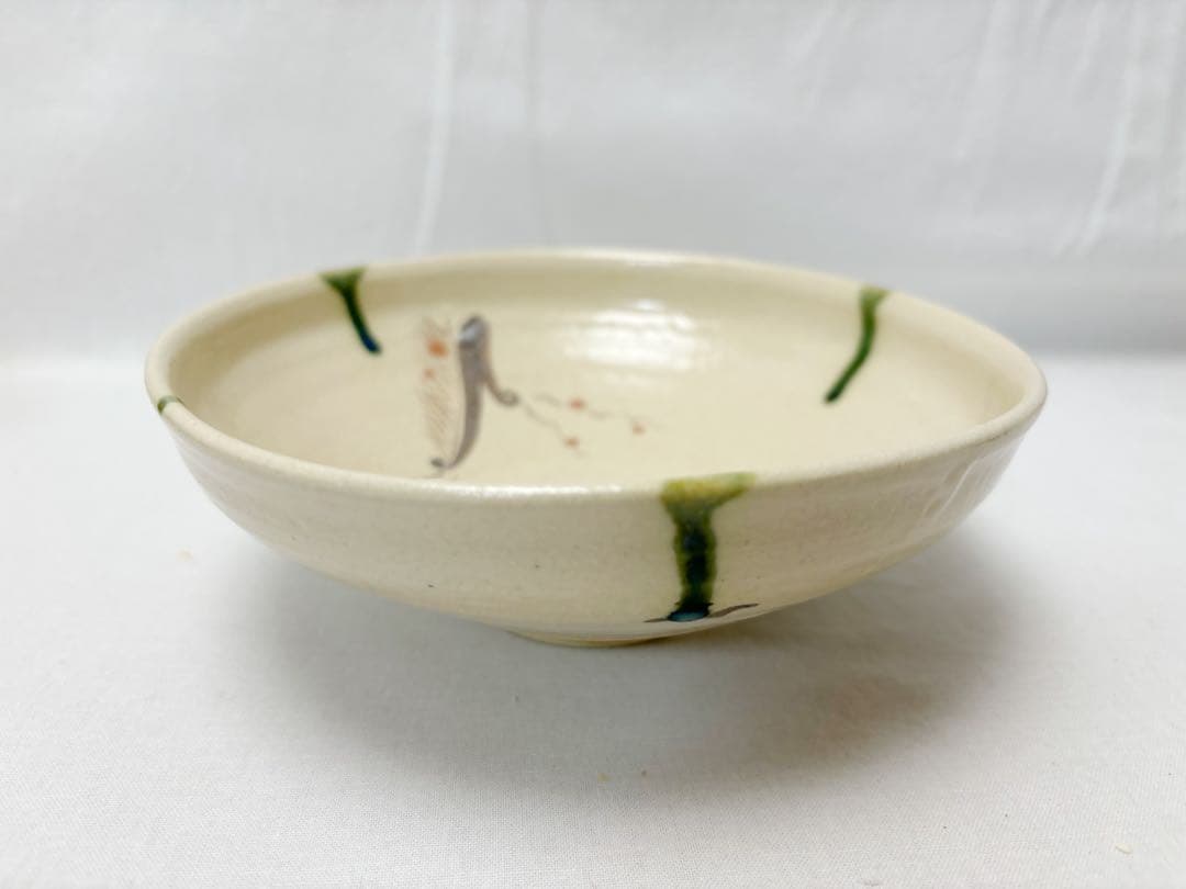 未使用 茶道具 川本了生作 弥七田織部 馬盥茶碗 陶印 煎茶道具 馬盥型 共箱