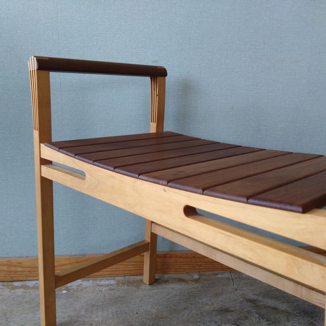 木製 アーム付き スツール　組み木