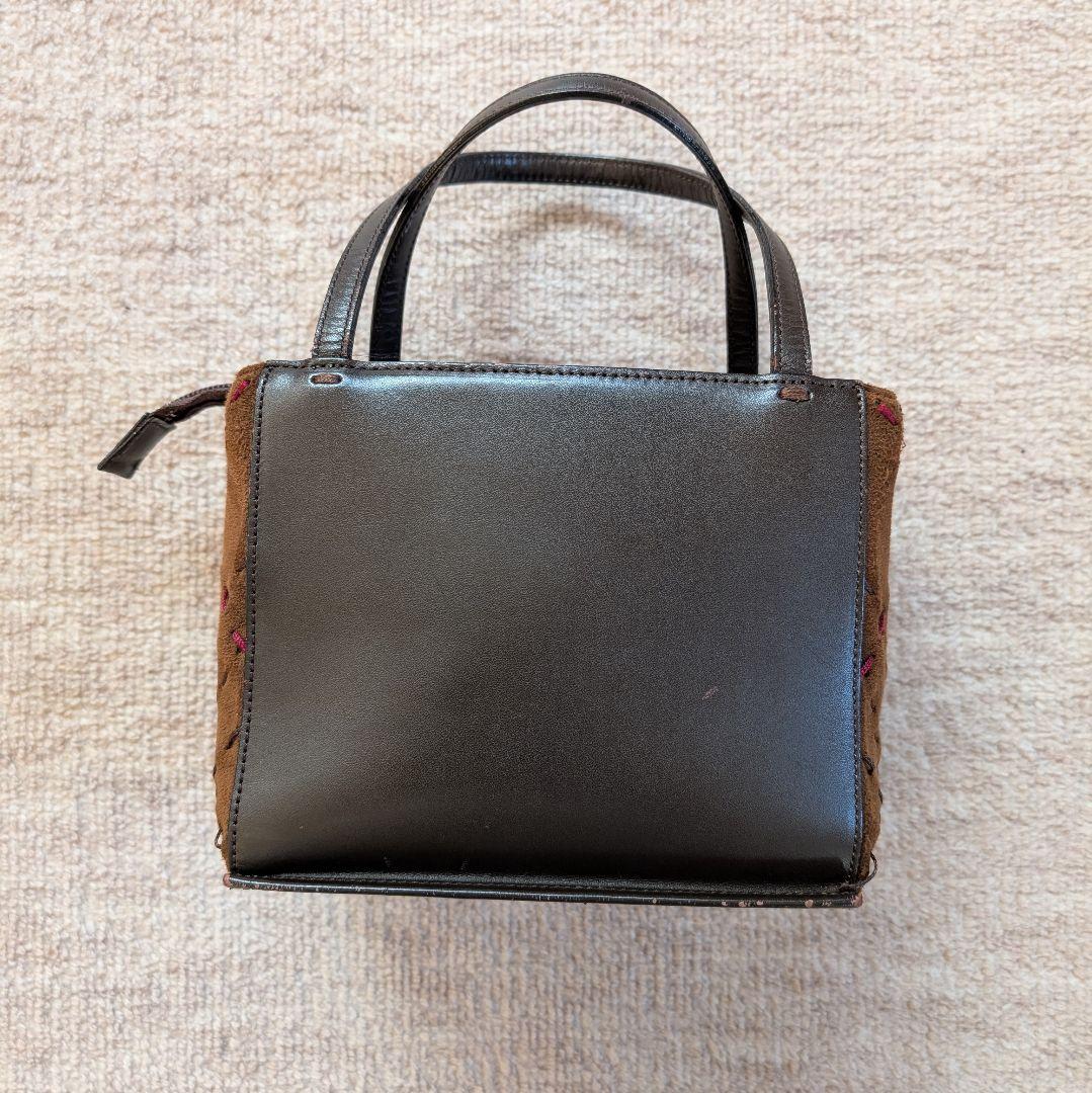 バーバリー　ハンドバッグ　スクエア　ノバチェック刺繍　レア　ブラウン　ミニ