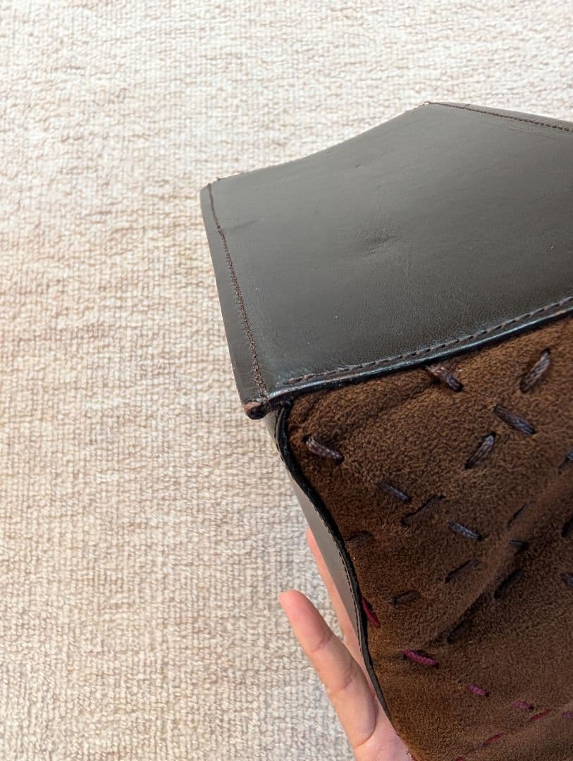 バーバリー　ハンドバッグ　スクエア　ノバチェック刺繍　レア　ブラウン　ミニ