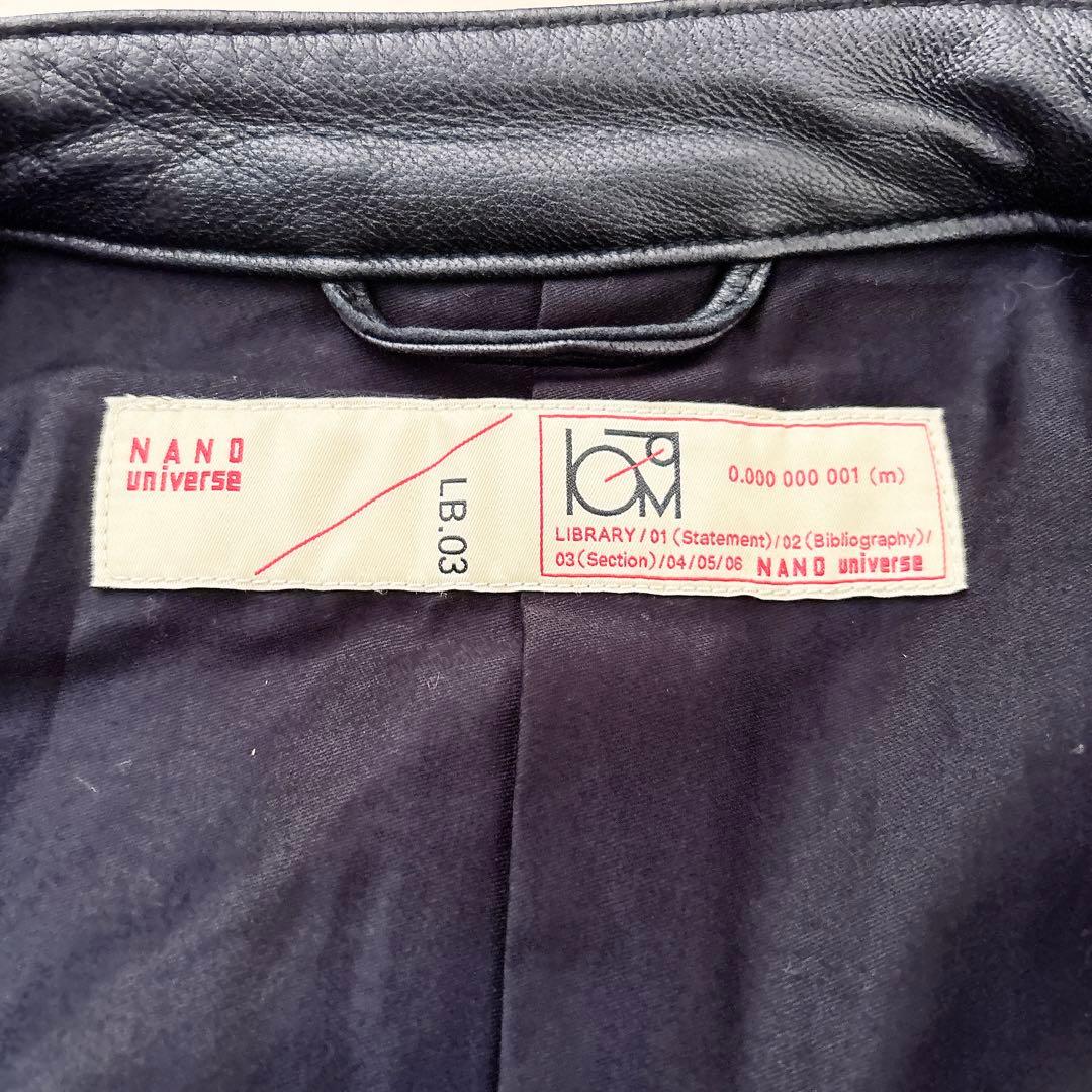 未使用 ナノユニバース ラムレザー シングルライダースジャケット M ブラック