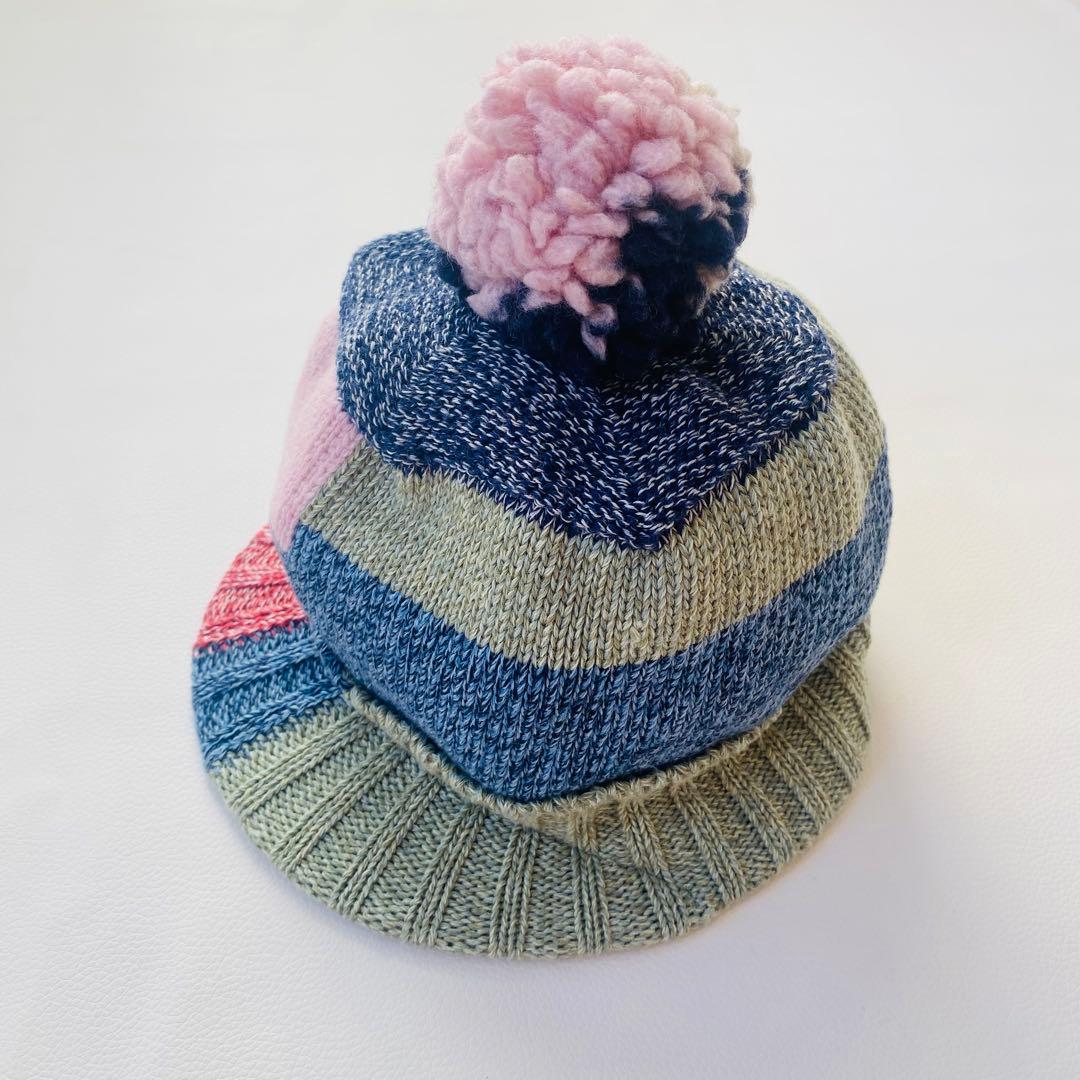 【美品】KAPITAL　キャピタル　ニット帽　ボンボン　パッチワーク　つば付き