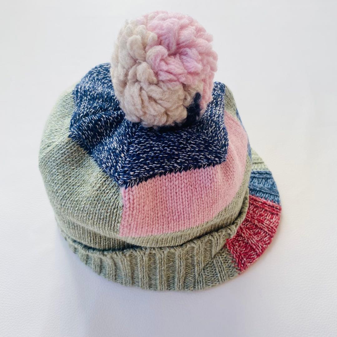 【美品】KAPITAL　キャピタル　ニット帽　ボンボン　パッチワーク　つば付き