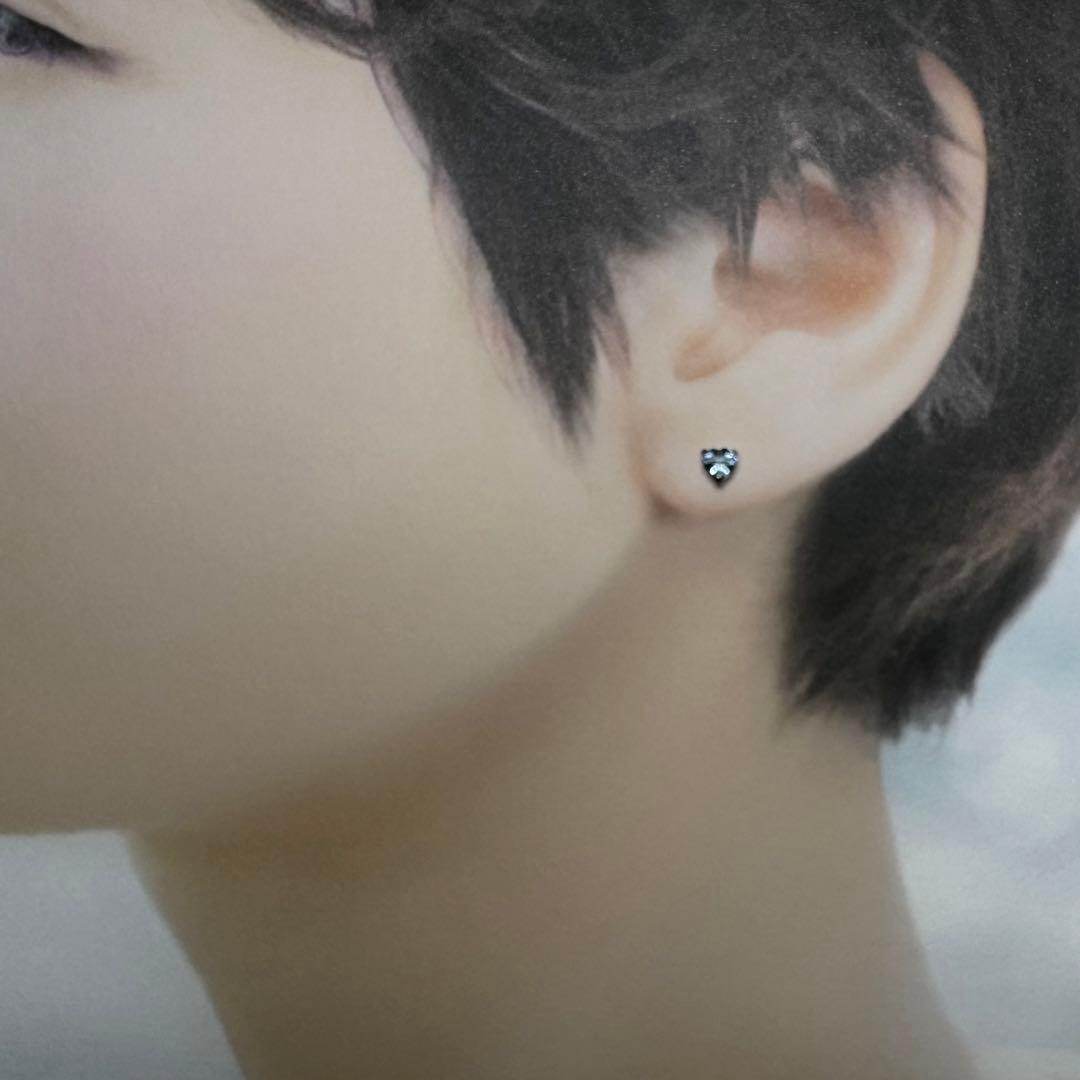 ◆お客◆ Pt アクアマリン　ハート　ピアス