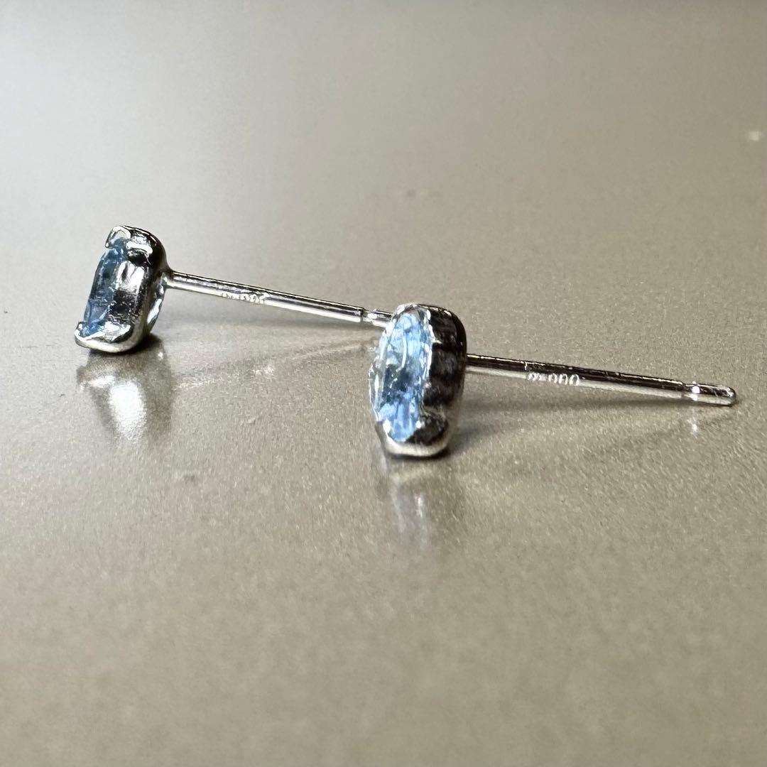 ◆お客◆ Pt アクアマリン　ハート　ピアス