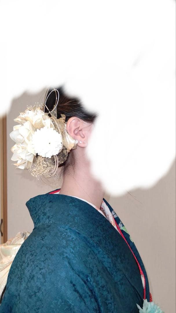 成人式　振袖　緑　青　エメラルドグリーン　クローバー　帯　フルセット