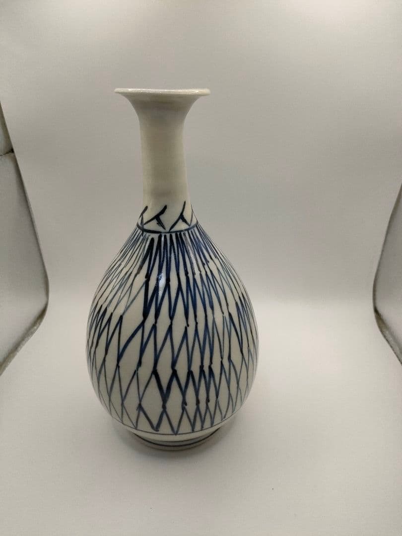 骨董　伊万里　染付　網文　徳利　一輪挿し