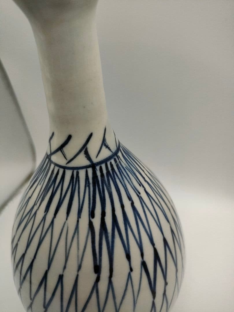 骨董　伊万里　染付　網文　徳利　一輪挿し