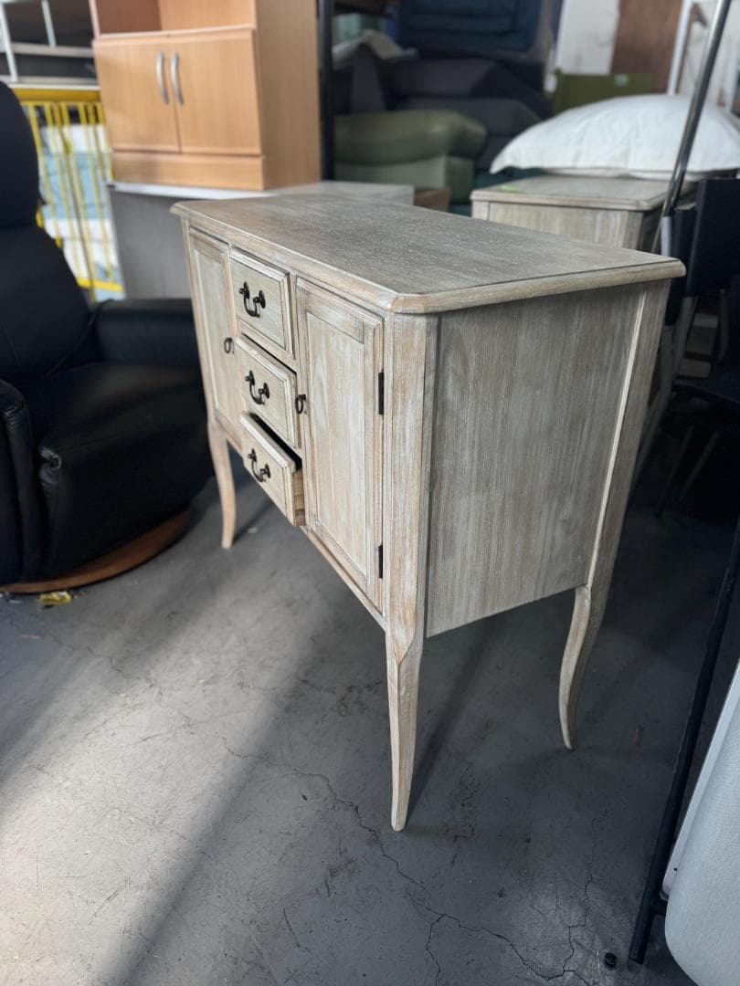 【moco】ナチュラル木製キャビネット 3引き出し 2扉 173