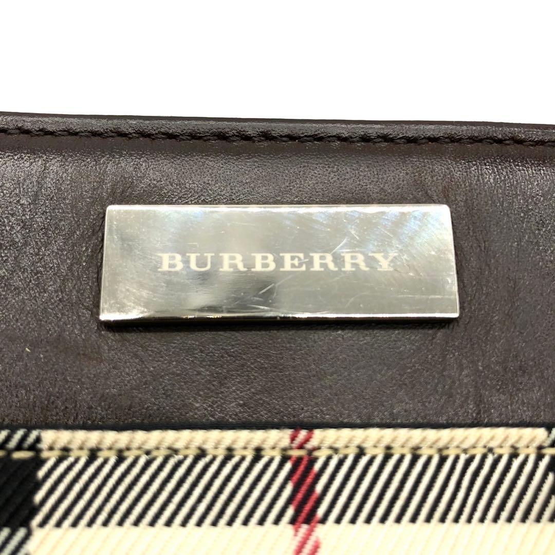 ✨美品✨バーバリー ハンドバッグ ノバチェック ロゴプレート キャンバス レザー